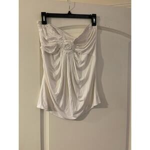 Top white size crochet front large no straps
